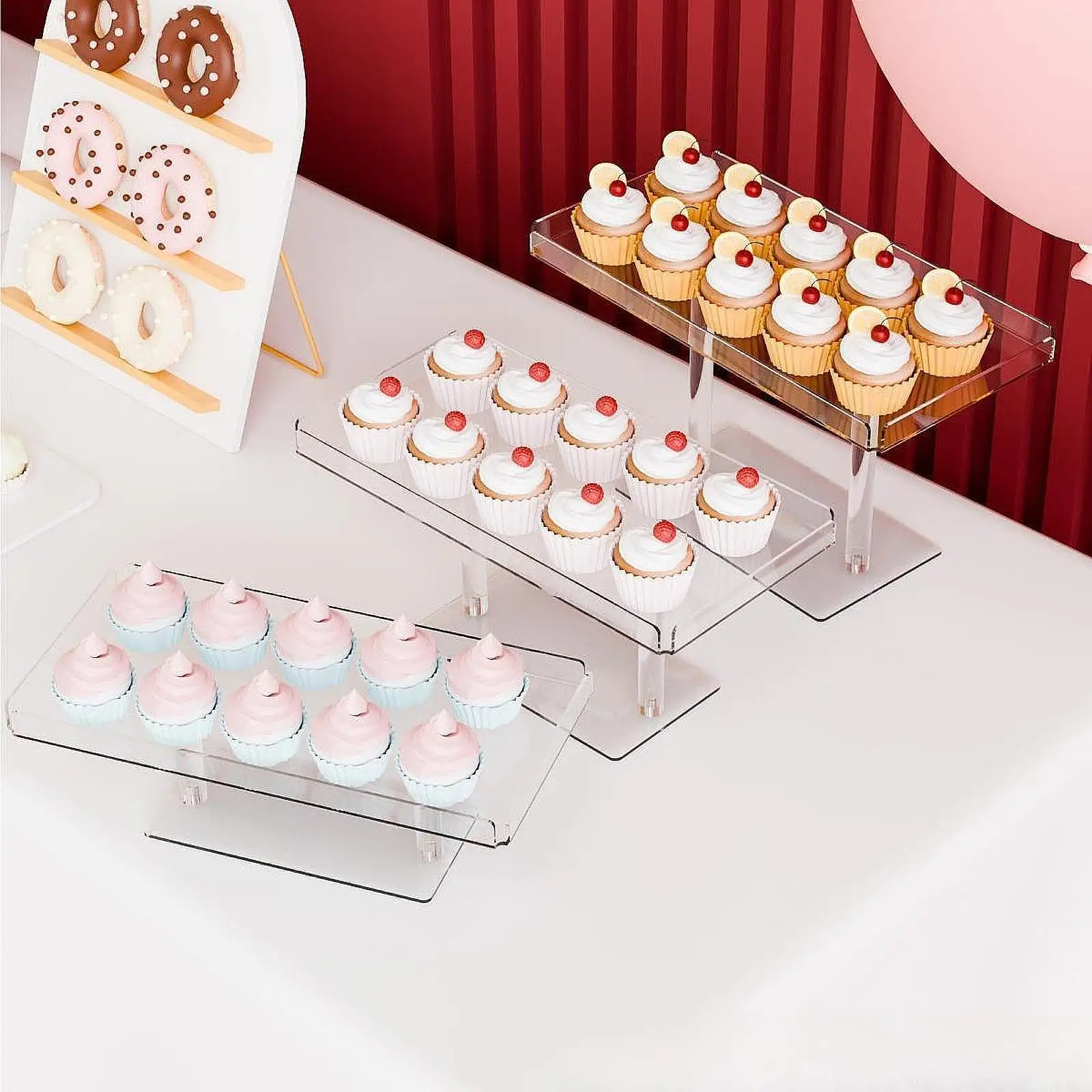 Sturdy Acrylic Cupcake Holder Clear Multifunctional Dessert Stand for Event Showcase Home Decor