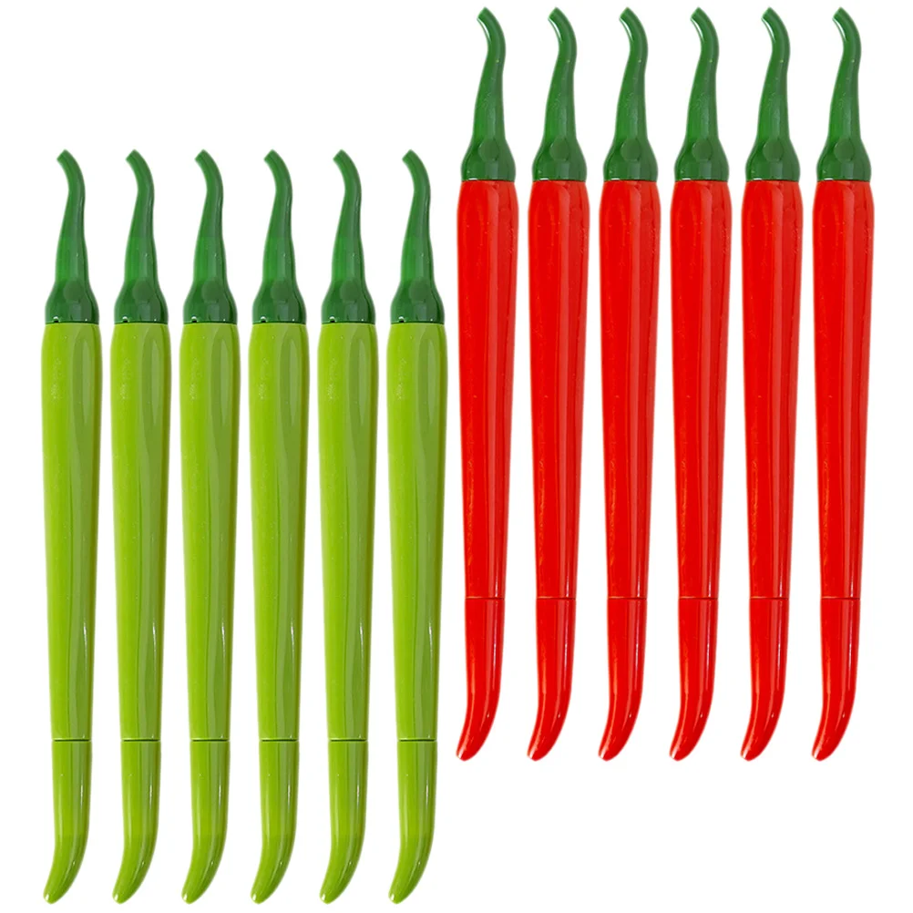 

12 Pcs Pen with Chilli Shape Chili Themed Ink Gel Peppers Bulk Fine Point Markers Abs Student Stationery Child