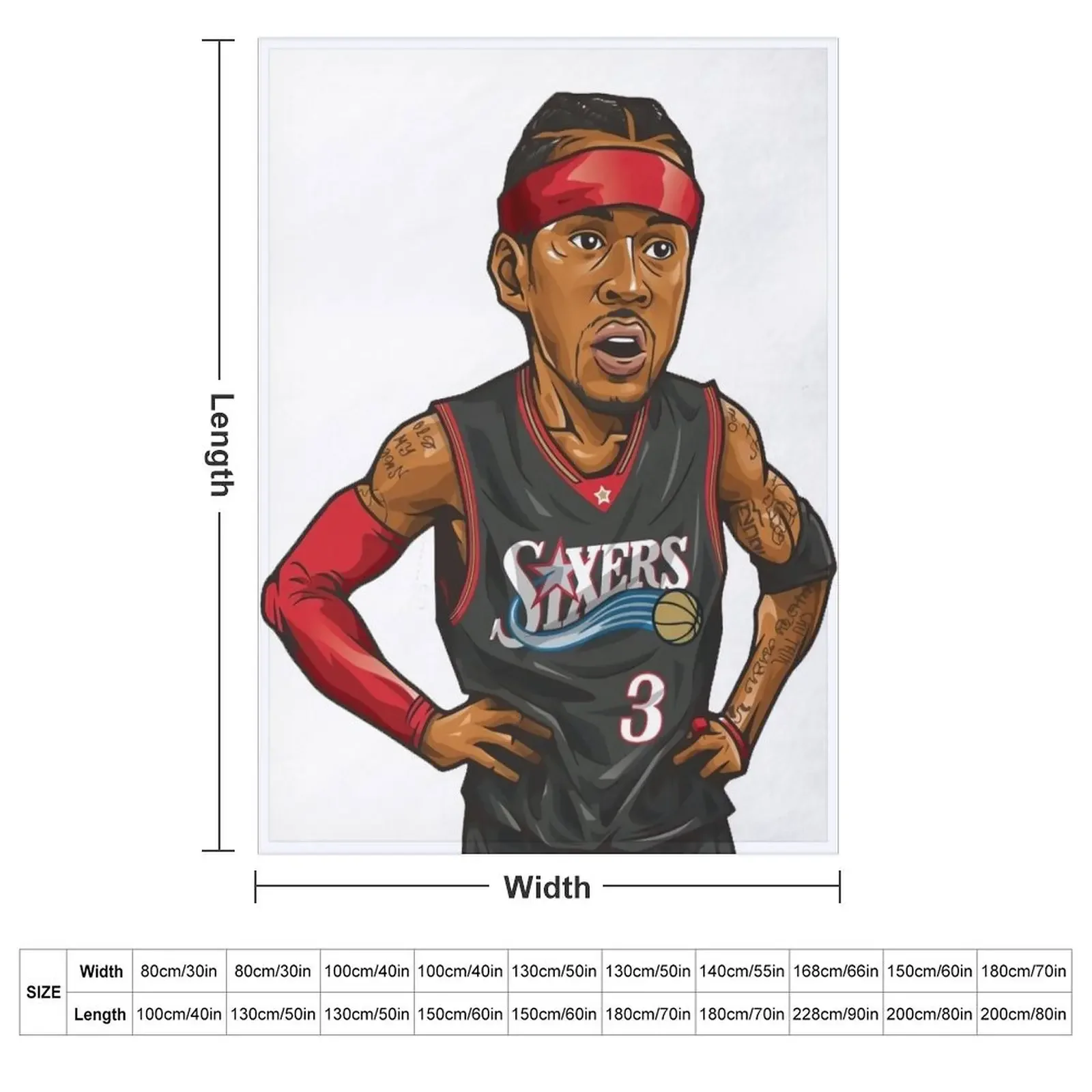 Allen Iverson 3 Art Chibi Throw Blanket Flannels Decorative Sofa blankets and throws Thin Blankets