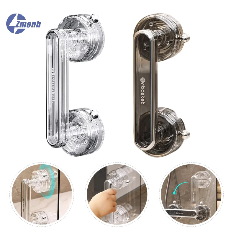 

New！1Pcs Waterproof Suction Cup Door Handle Reusable Anti-slip Sliding Door Handles Removable Bathroom Wardrobe Handle