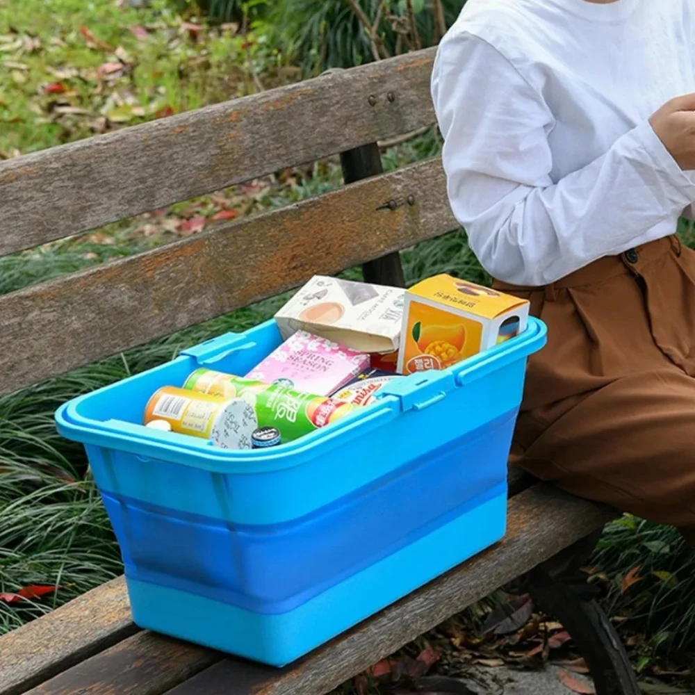 

Folding Fishing Bucket Multi-function Rectangular Water Bucket Portable Large Capacity Clean Basin Outdoor Quick Folding Bucket