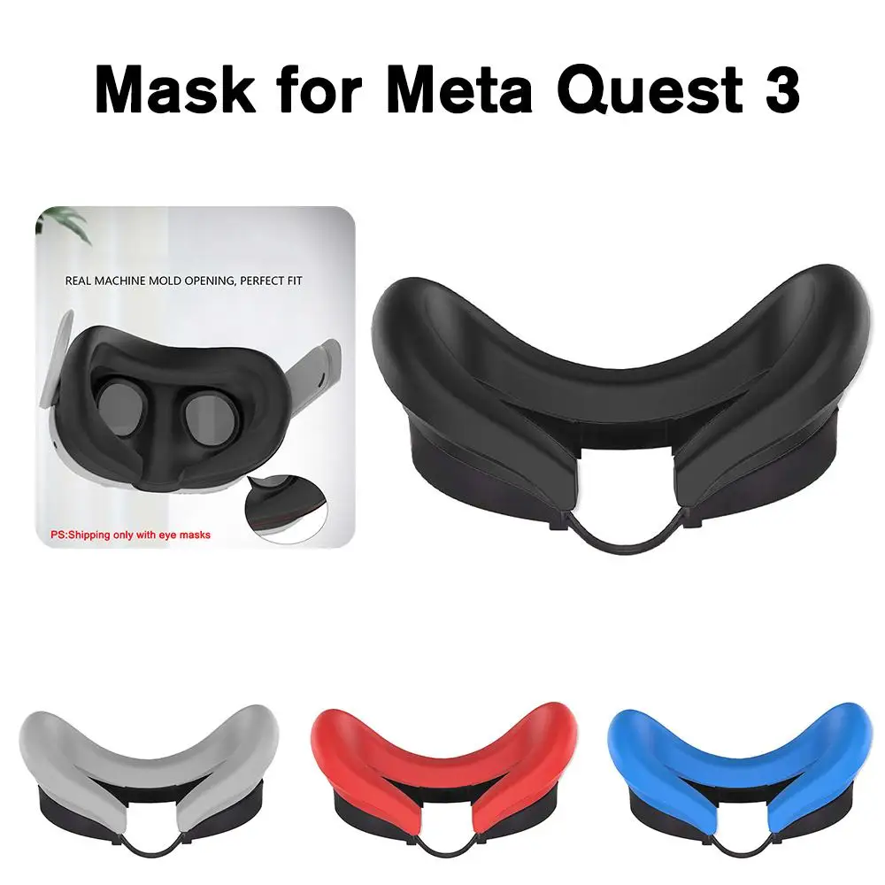 Silicone VR Face Mask For Meta Quest 3 Accessories VR Facial Interface Sweatproof Mask Face Cushion Lightproof Mask Face Cover