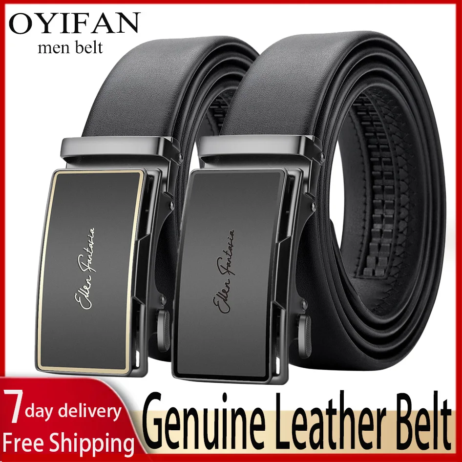 Ceinture en cuir véritable pour hommes Ceinture d'affaires pour hommes Ceinture réglable automatique Style créateur de mode