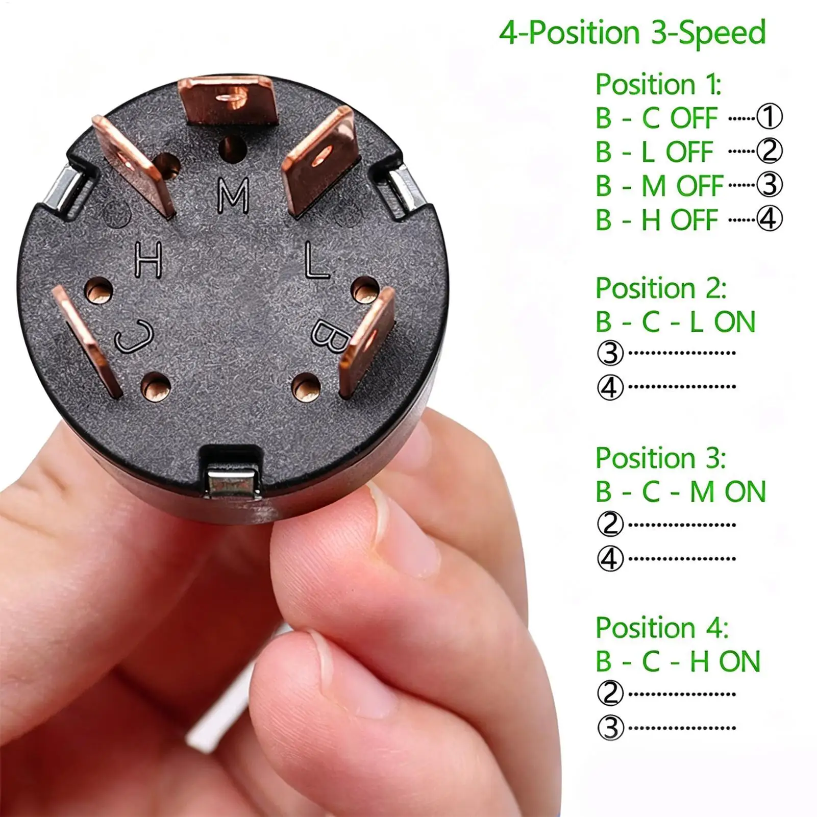 4 Positions Select Knob Dustproof 3 Speed 16A 120VAC 12A 250VAC Rotary Cam On-Off Knob For Industrial Control Control Panel HVAC