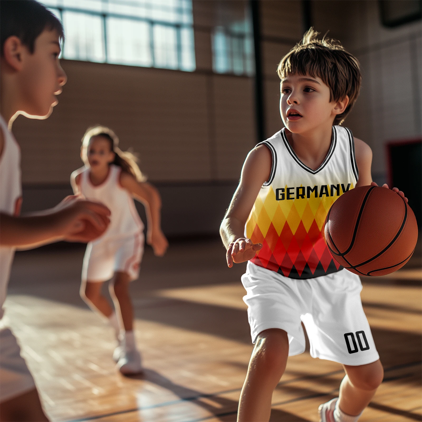 

Детский баскетбольный комплект на заказ (Германия): персонализированная футболка и шорты с именем и номером для мальчиков и девочек, фанатов, 3-14 лет