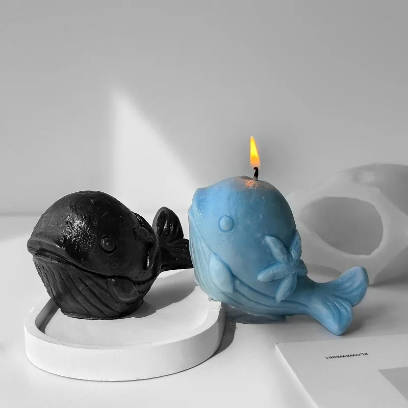 

3D Dolphin Crystal Drip Mold DIY Aroma Candle Handmade Soap Dolphin Plaster Ornament Silicone Mould