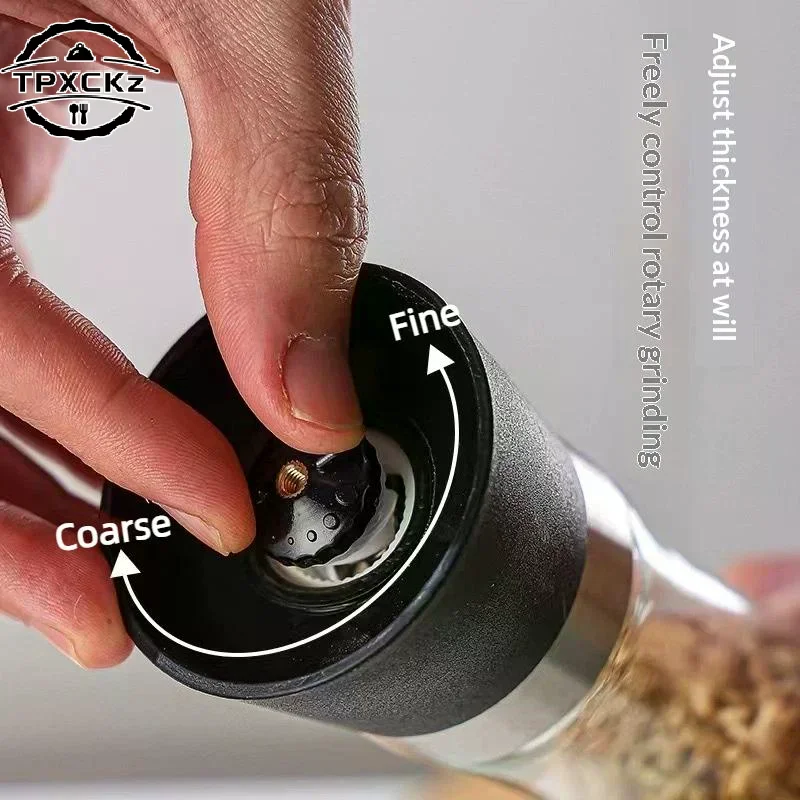 Manual Salt Pepper Grinder Stainless Steel Glass Spice Bottle Household Kitchen Gadgets