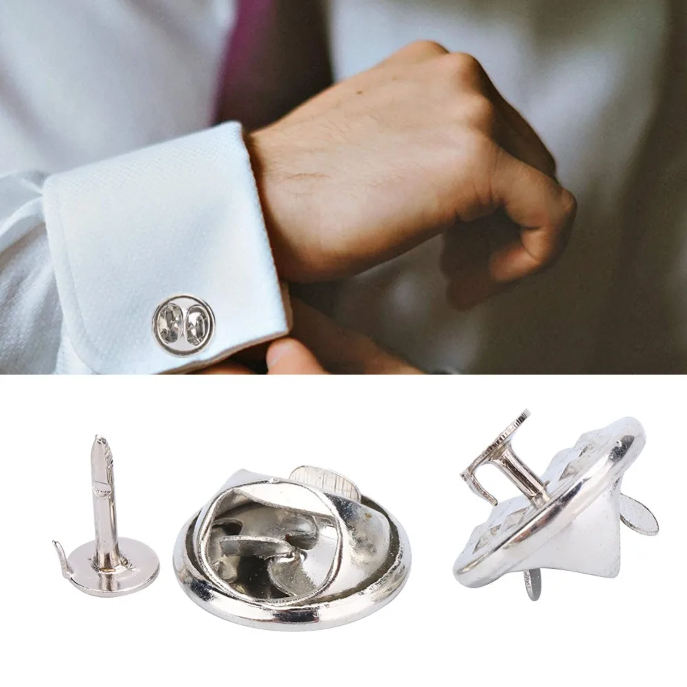 

100Pcs Beautiful Sturdy Alloy Brooch Clasp Silver Color Complete Set Jewelry Findings Tie Tacks Crafts Making