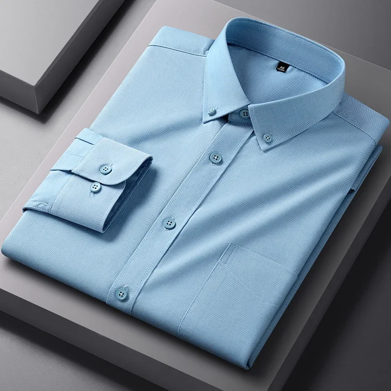 Hight quality ModaL long sleeve shirts for men slim fit formal plain shirt offce designer white anti-wrinkle business clothes
