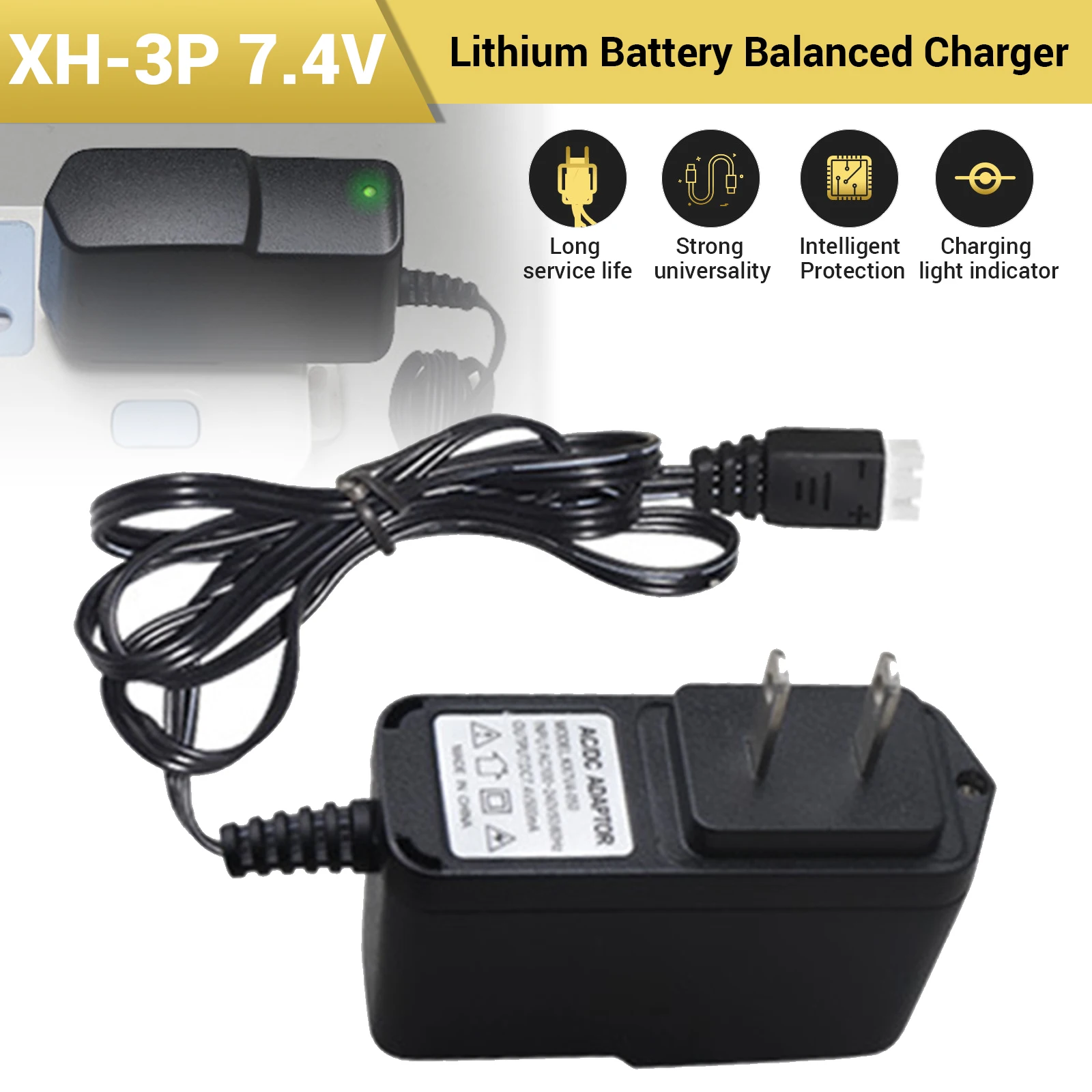 7.4V 2S Lithium Battery Balance Charger 3P High-Speed Plug XH-3P for RC Helic
