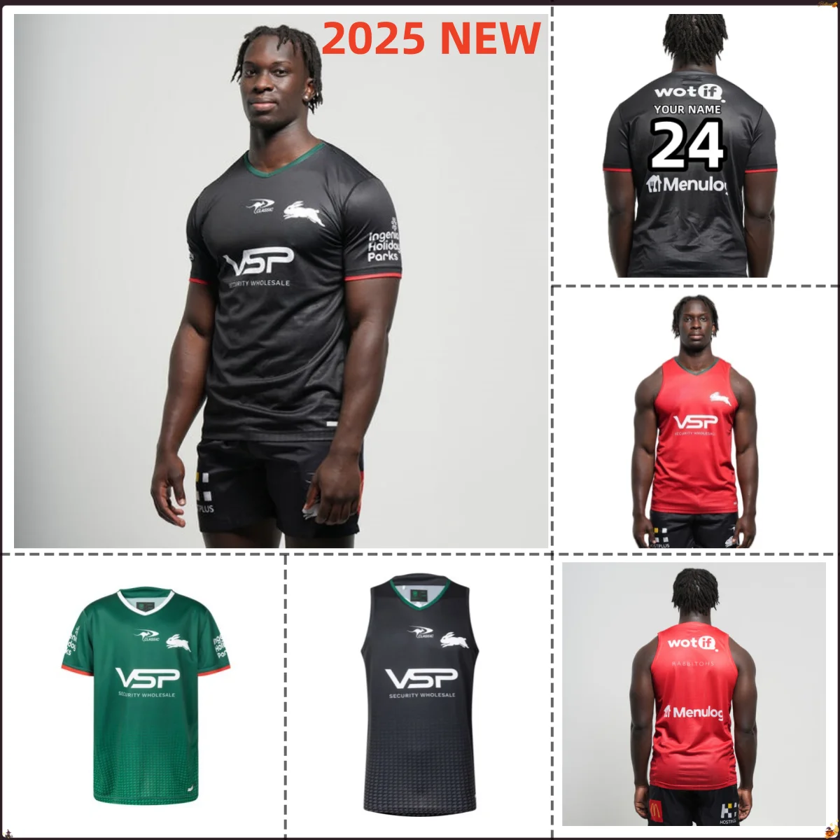 South Sydney Rabbitohs 2025 Black Training Shirt/South Sydney Rabbitohs 2025 Black Training Singlet Sizes; S-5XL