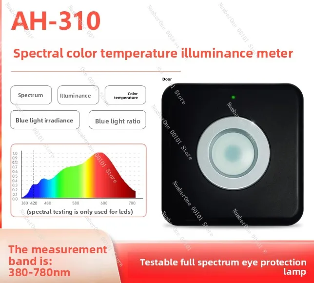 

AH-310 Illuminance Meter Full Spectrum Eye Protection Lamp Color Temperature Tester LED Spectrum Blue Detector