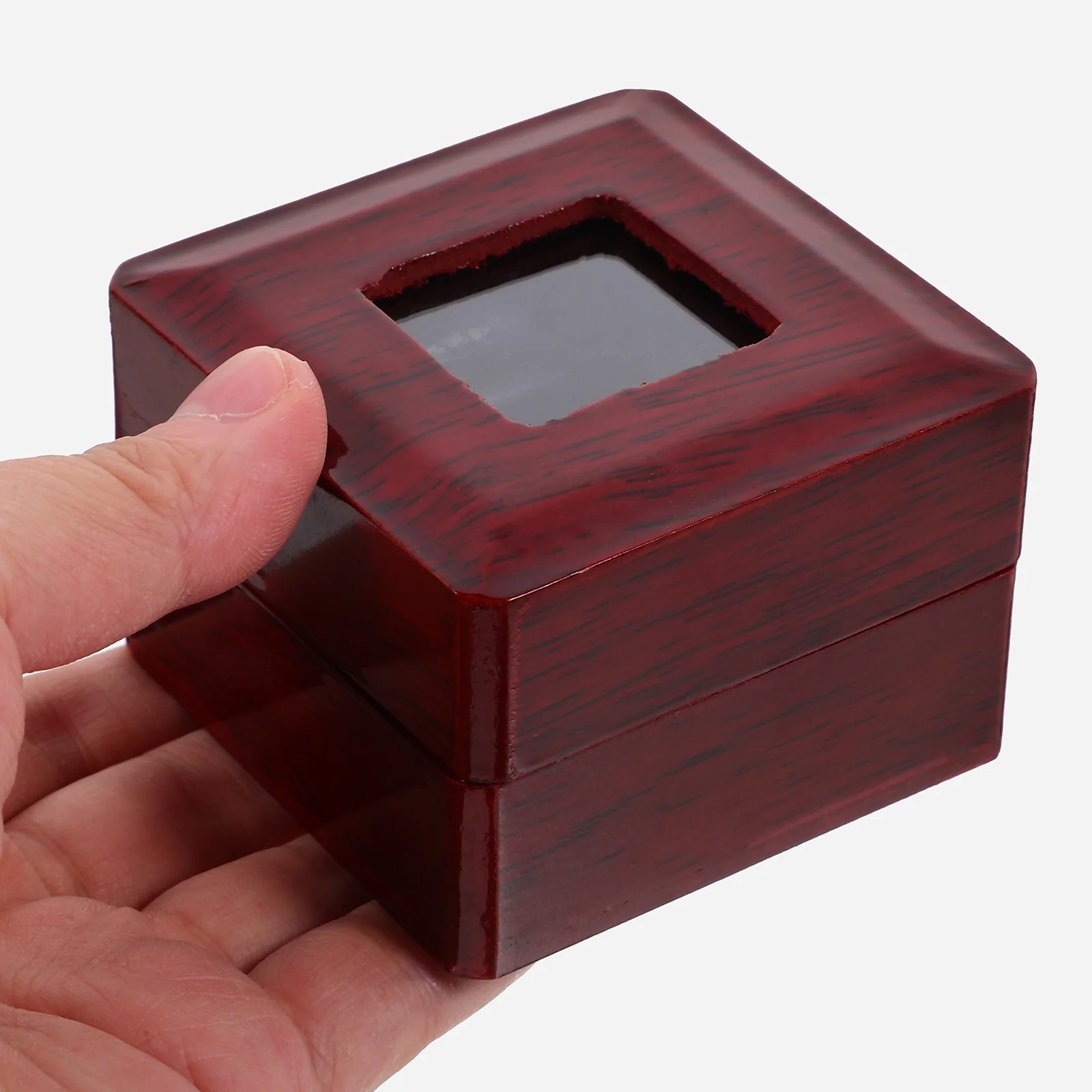 

Wooden Box Champion Ring Display Case Single Slot Jewelry Holder Baseball Ring Storage Box Athlete Commemorative Keepsake
