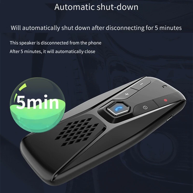 1~8PCS Car Kit Handsfree Speakerphone Wireless with Microphone 5.0 Automatic Shut Down and Auto Connect