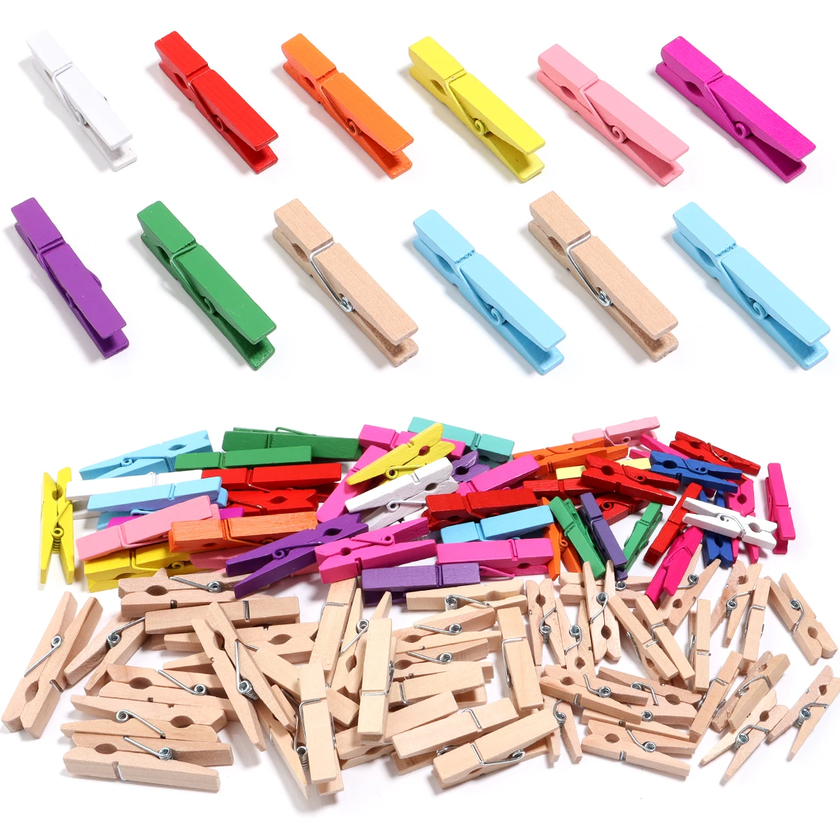 20-50Pcs/lot Colored Wooden Clips Multi-size Wood Clamps Multi-use Home Supplies fit DIY Book Photo Clip Garment Sewing Aid Clip