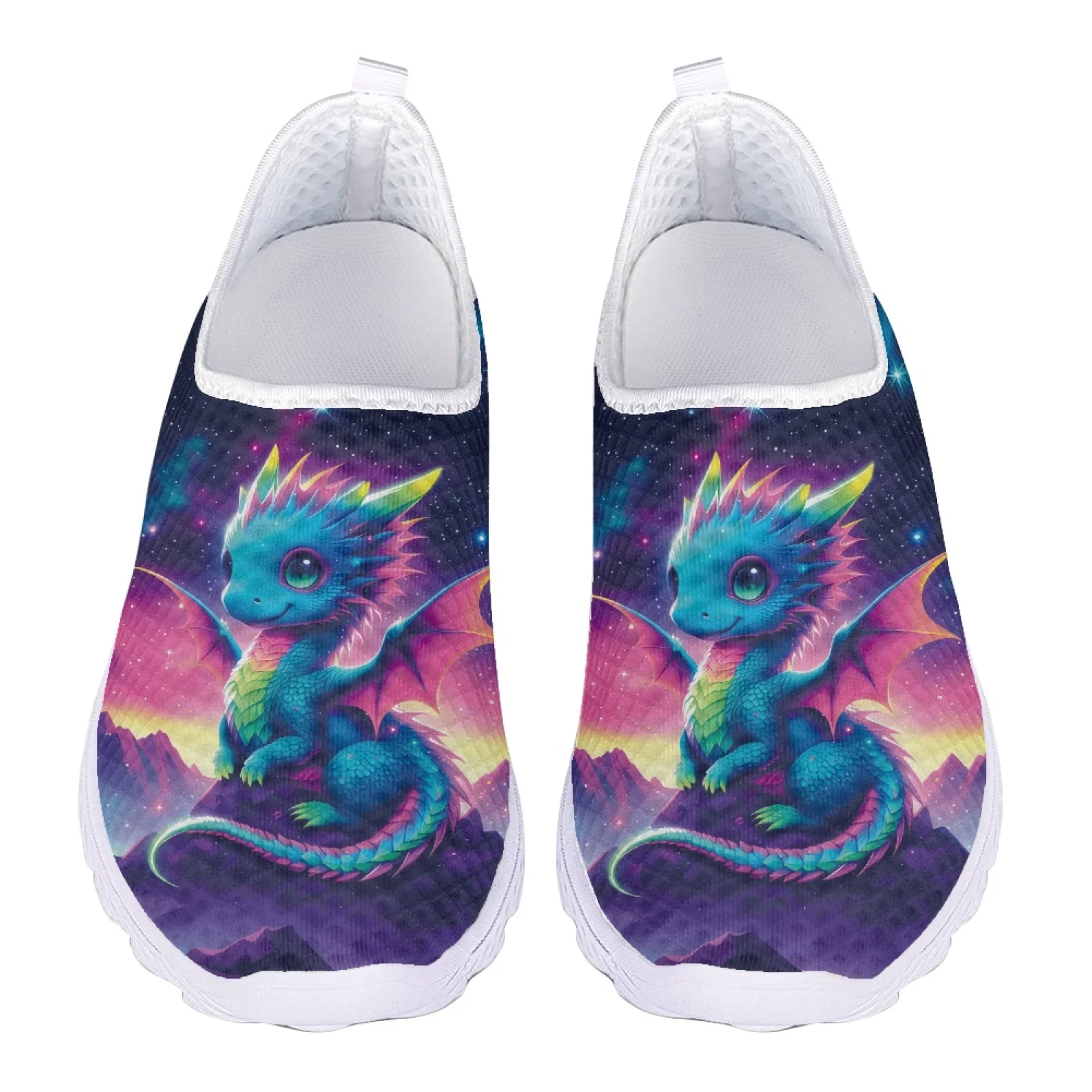 

Slip On Flats Mesh Running Shoes Women Loafers Cartoon Dragon Lightweight Sports Sneakers Athletic Tennis Walking Casual Shoes