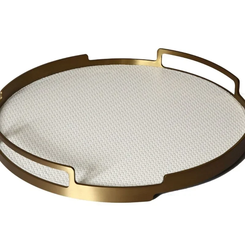 

Modern minimalist creative leather tray ring round storage tray ornament