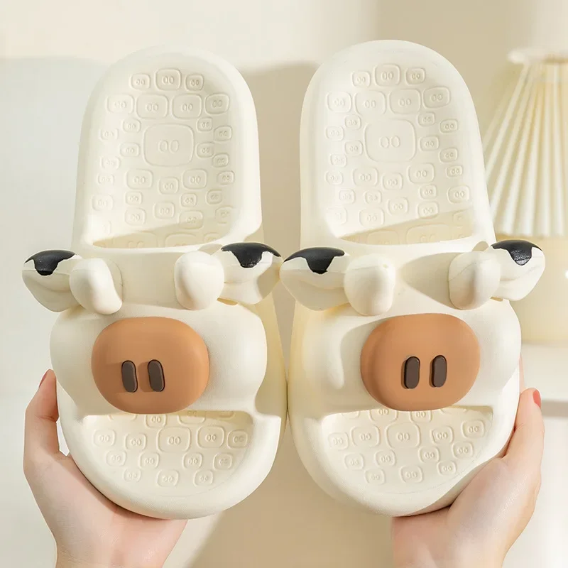 Home Slipper Cloud Woman Cow Dog Puppy Sandal Funny Flip Flops Cartoon Soft Beach Non Slip House Shoe Platform Female Slides