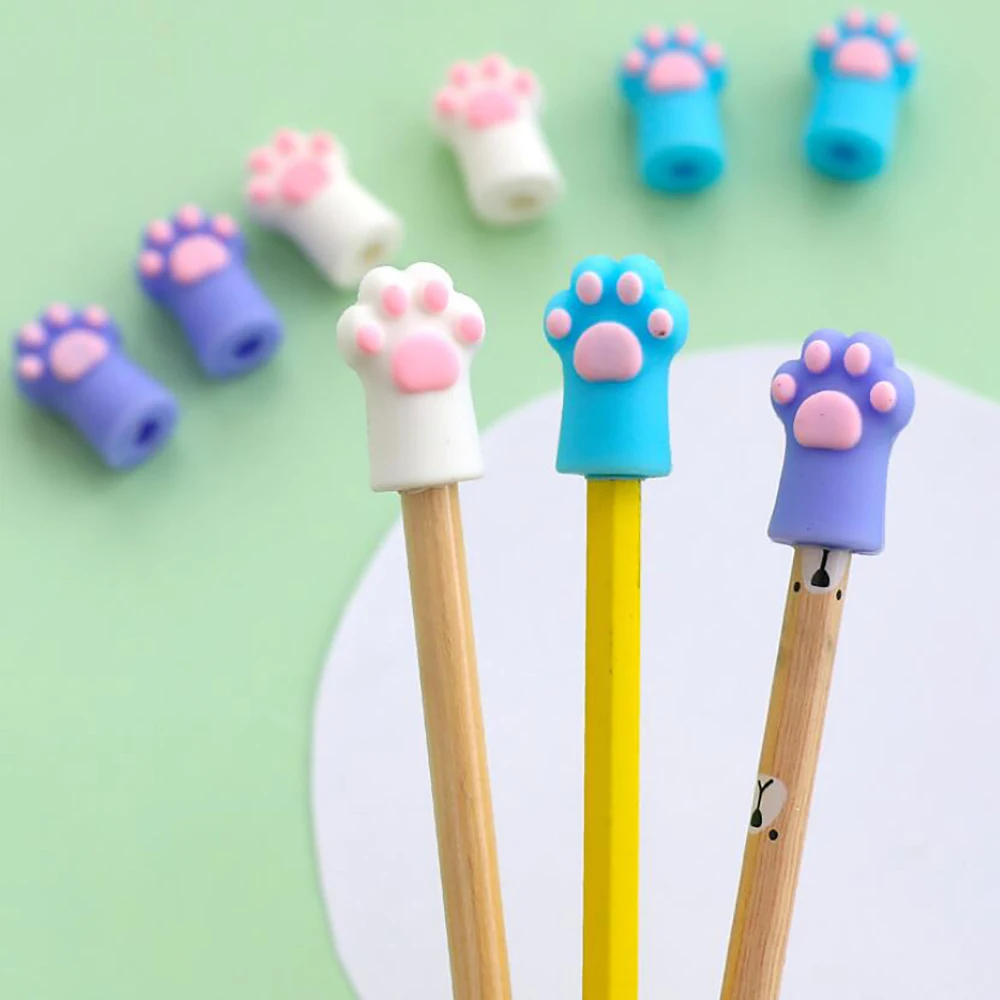 3pcs Kawaii Cat Paw Pencil Cap Cute Pencil Extender Portable Touch Pen Cover Korean Stationery Kids Gifts School Office Supplies