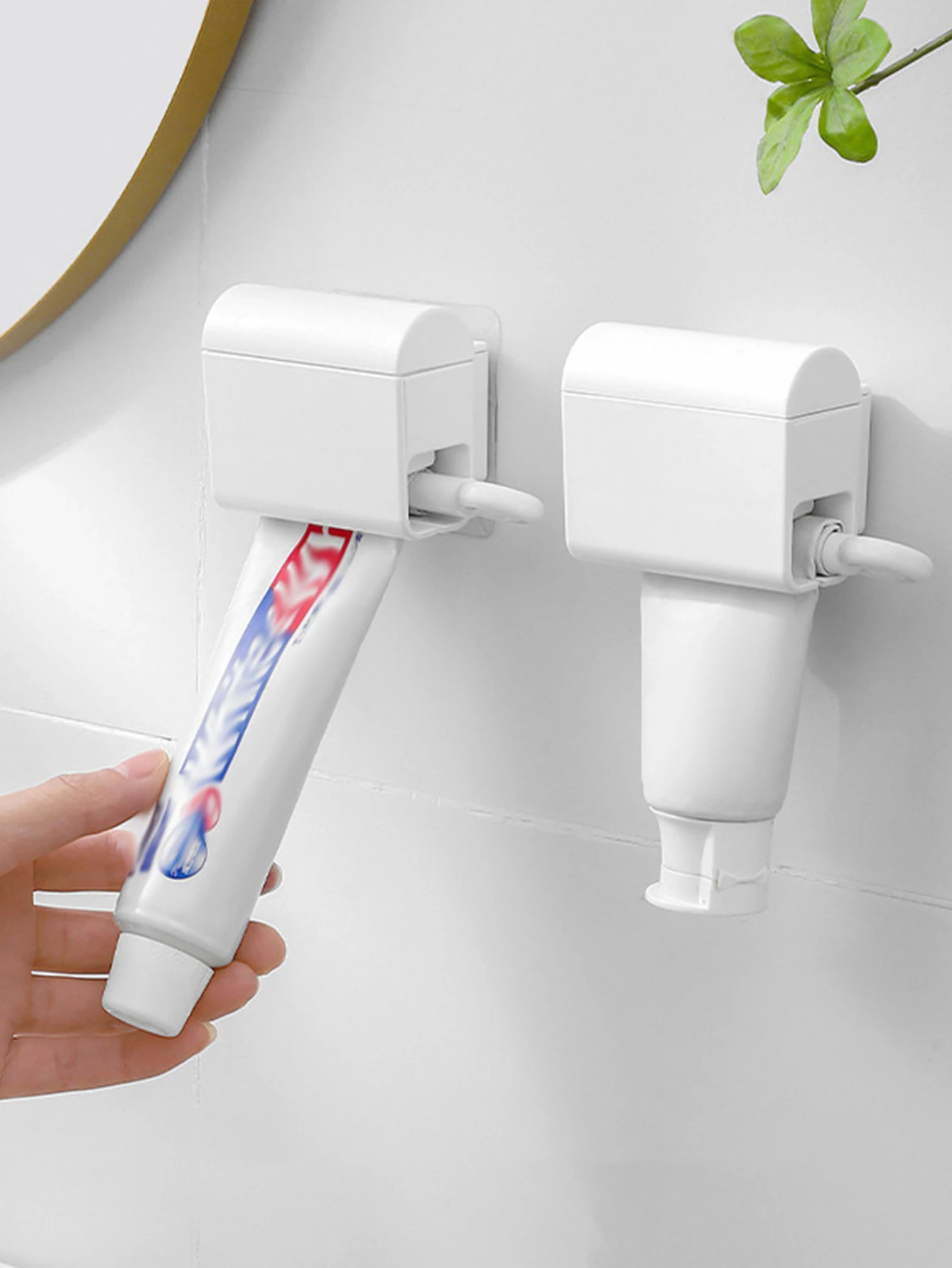 Wall-mounted Toothpaste Squeezer Bathroom Accessories Toothpaste Dispenser Holder Self-adhesion Waterproof Toothbrush Organizer