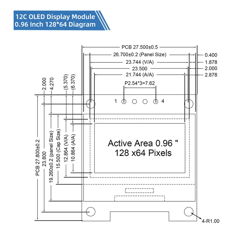 1-10PCS 0.96 Inch OLED Display Module I2C IIC SPI Serial 128X64 SSD1306 LCD 3.3-5V 4 Pin White/Blue/Yellow Blue for Arduino XCW image 5