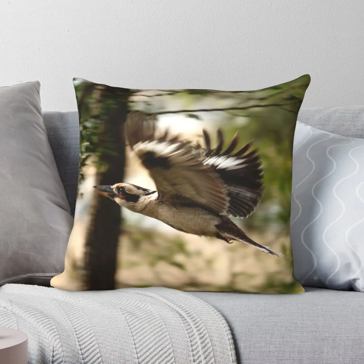 Kookaburra Dacelo Novaeguineae Square Pillowcase Polyester Linen Velvet Printed Zip Decor Sofa Seater Cushion Cover