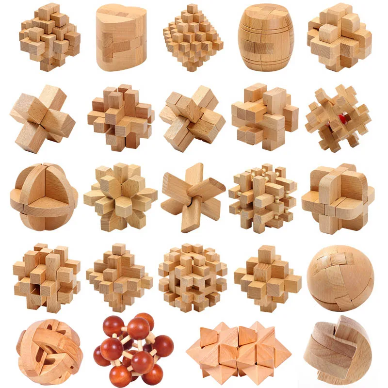 Lu Ban Puzzle Wooden Brain Toys IQ Games Children And Adults Casse Tete Rompecabezas 3D De Madera Juegos De Inteligencia