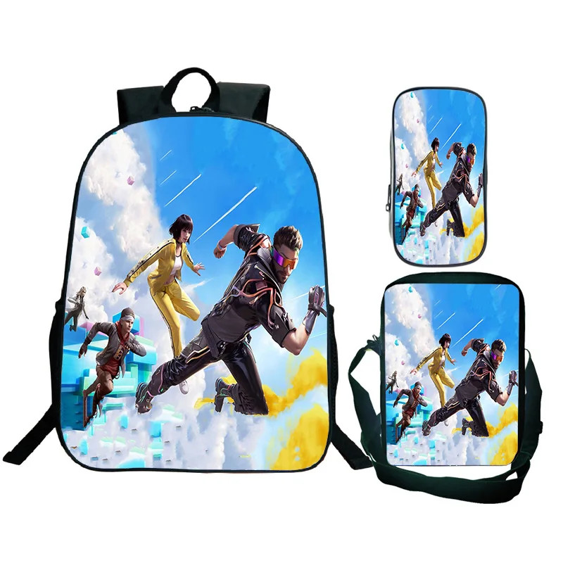 

Free Fire Garena Backpack Shoulder Bag Pencil Case 3Pcs Teenagers Schoolbag Boys Girls Cartoon Game Bookbag Large Anime Mochila