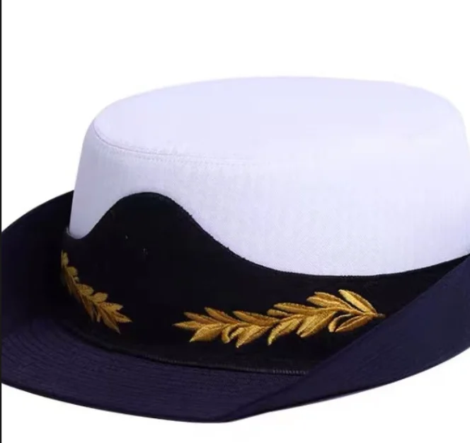 

Chinese Uniform Hat Stage Pine Branch Women Cap Green Blue White Roll up Include badge