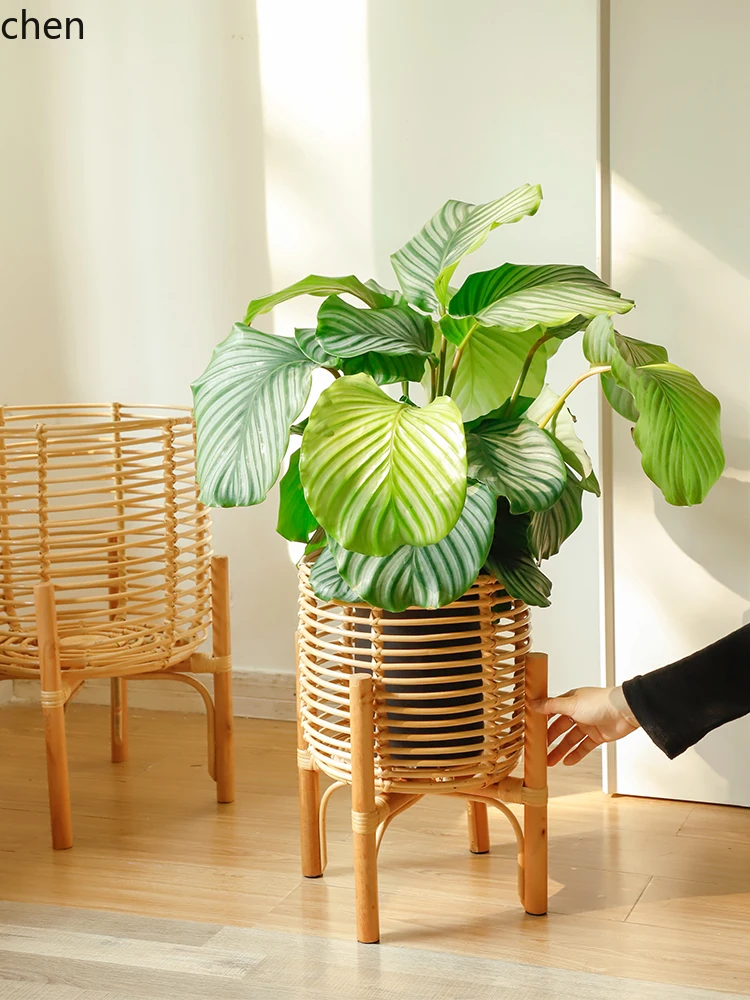 Simple Rattan Flower Stand Ind - Rattan Plant Basket review and price