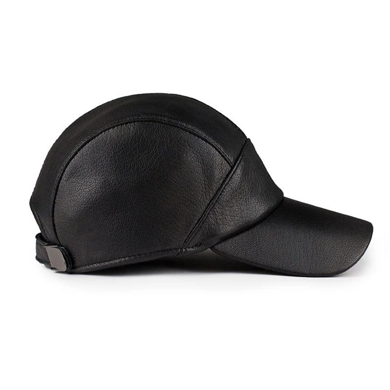 Brand Men Casual Real Leather Cap Men Real Cowhide Leather Caps Male Fall Winter Genuine Real Cow Leather Baseball Hats