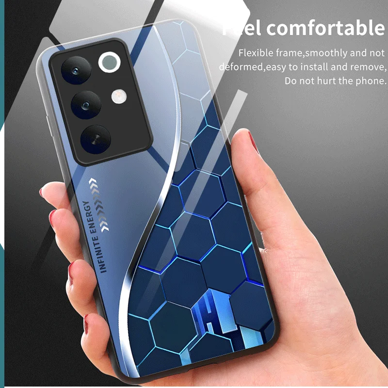 Hard Tempered Glass Case For Realme C85 Pro C85 5G Protective Cover Gradient Color Pattern Back Shell Fundas
