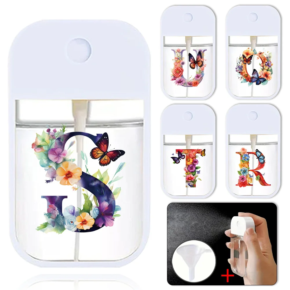 

Portable Refillable Perfume Bottle With Funnel Spray Perfume Bottlet Leakproof Split Bottle Lightweight Butterfly Letter Pattern