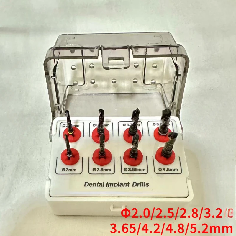 

Сверла для зубных имплантатов с титановым покрытием, черные сверла для развертывания, медицинские хирургические инструменты 2,0/2,5/2,8/3,2/3,65/4,2/4,8/5,2 мм