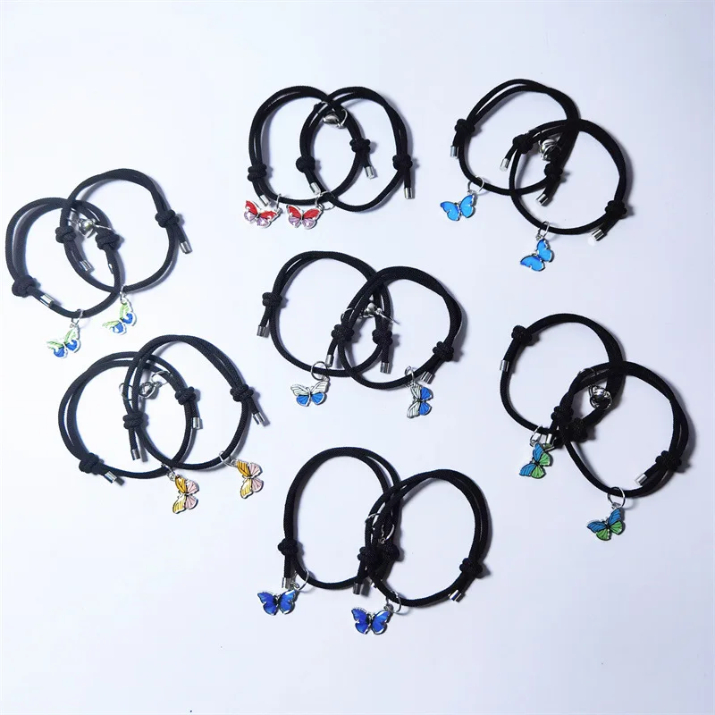 Fashion New Colorful Butterfly Love Magnet Phase Suction Couple Bracelets Men And Women A Pair Of Students BFF Bracelets