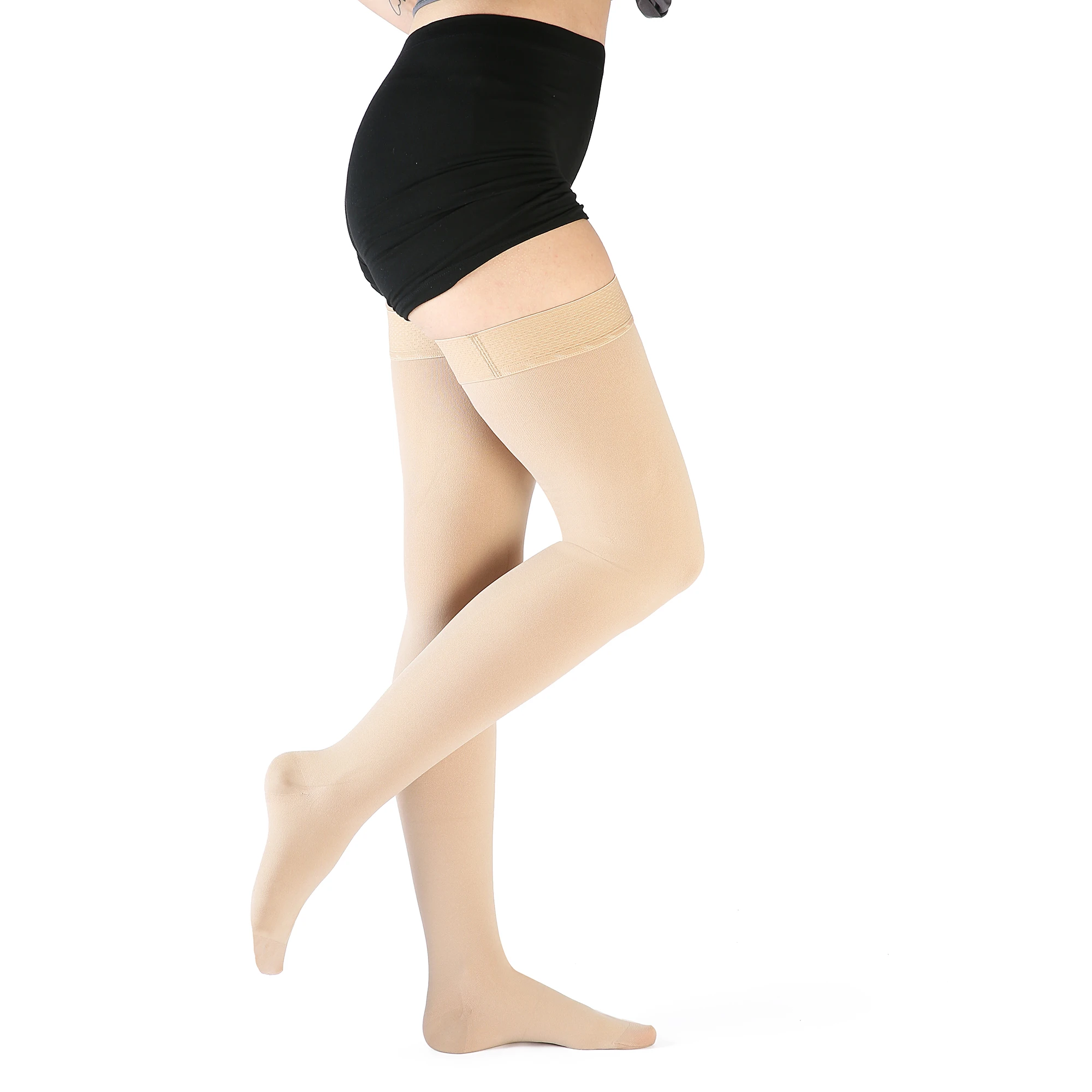 30-40 mmHg Kompressionsstrümpfe für Damen und Herren, Oberschenkelhohe Stützstrümpfe für Medizinische Zwecke, Schmerzlinderung bei Krampfadern, Ödemen, Flug und Reisen – Detail 12