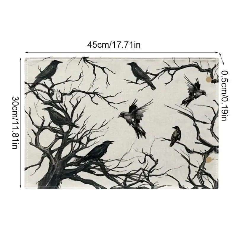 Halloween Crow Table Placemats Accessory For Enhancing Festival Mood At Meals Suitable Household Festival Party Table Plate Mat