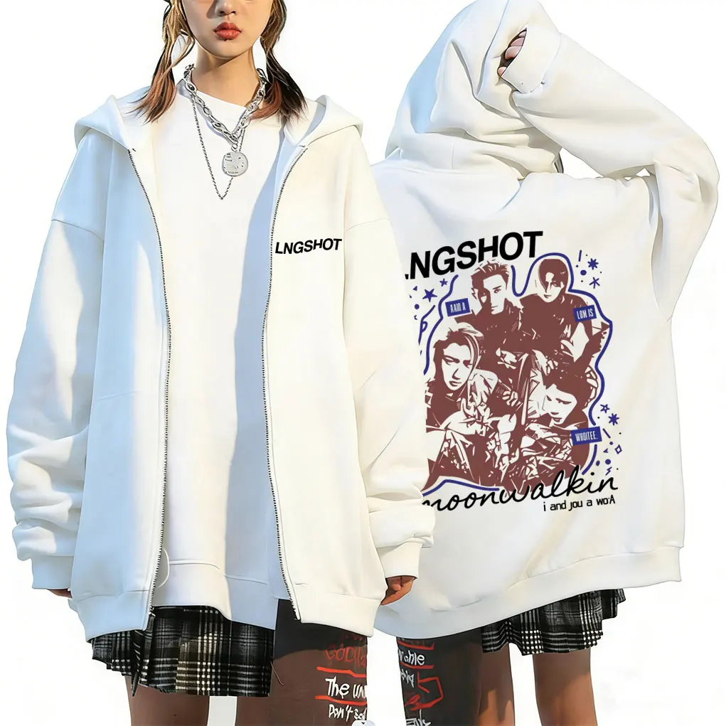

Korean Band Lngshot Face Graphic Zipper Hoodie Men's Women Kpop Fashion Trend Zip Up Jacket Unisex Oversized Zip Up Sweatshirt