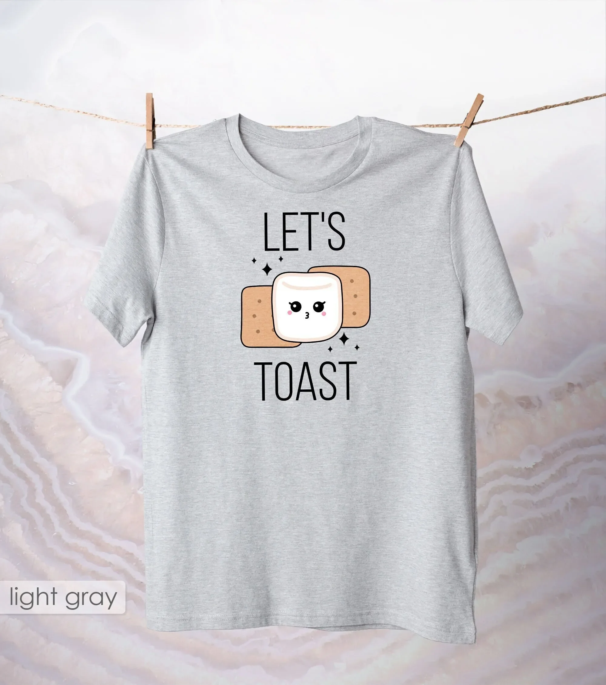 Let'S Toast T Shirt Camping Apparel Cute Marshmallow Tee Hiking Cotton Wanderlust Clothing Funny Travel Top Sweet Food