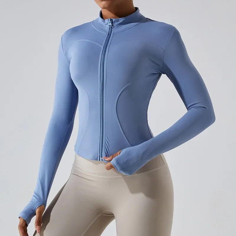 

Zipper Sports Jacket Women Long Sleeve Fitness Yoga Shirt Gym Top Activewear Running Coats Push Up Workout Clothes Woman Jacket