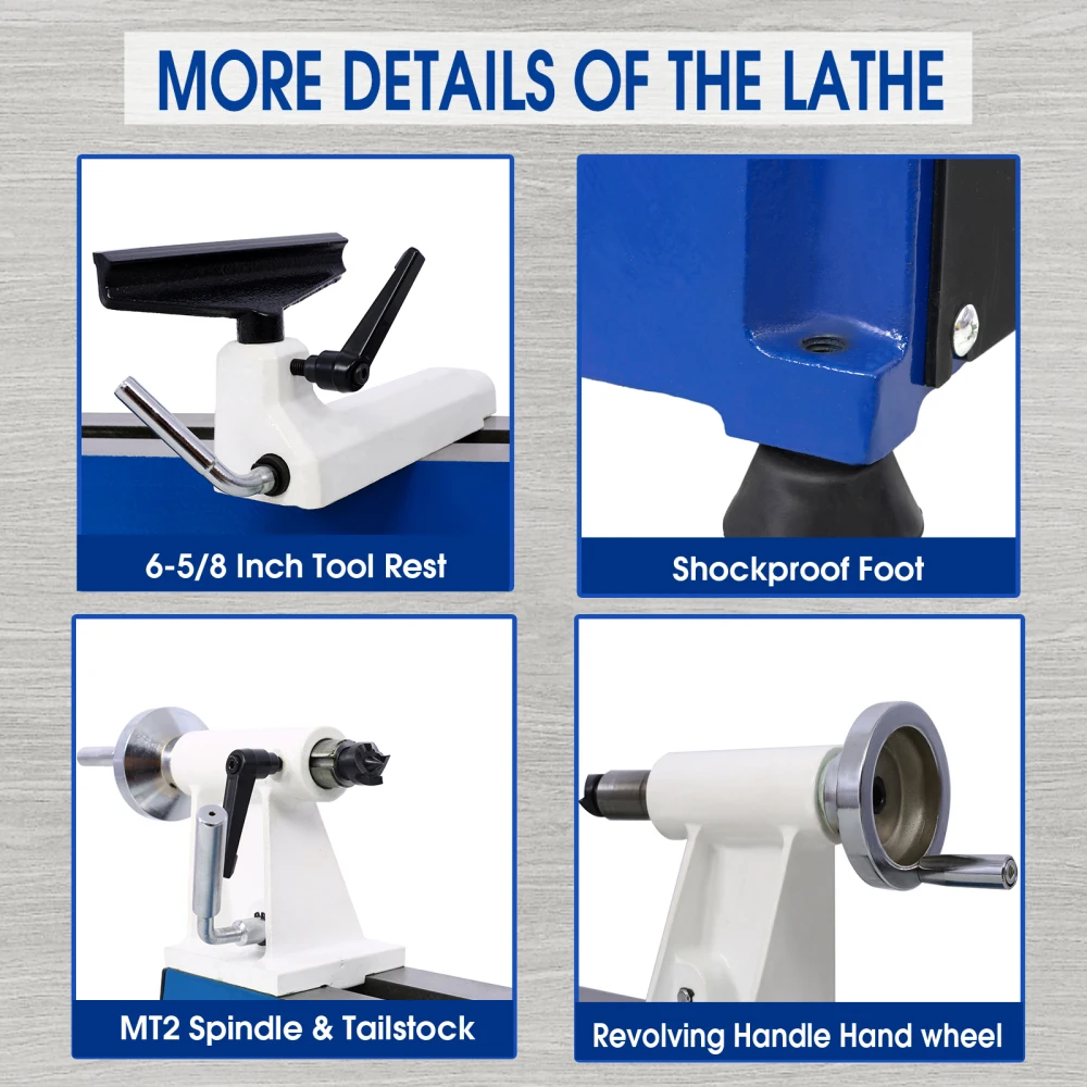 Mesin Bubut Kayu Benchtop 5 Kecepatan Variabel Mesin Bubut Pembalik Kayu Mini untuk Pengerjaan Kayu Mesin Bubut Kayu Daya Multifungsi