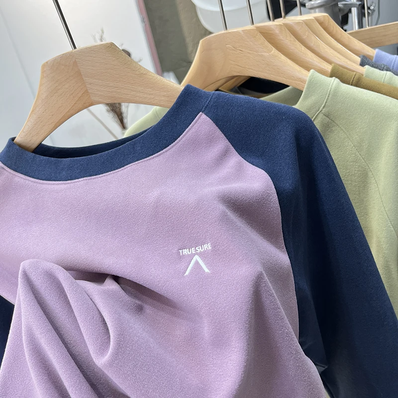 في الهواء الطلق الرياح على الوجهين Fce طويل Sve تي شيرت الأزواج Sle التطريز قاعدة طبقة irt للرجال والنساء