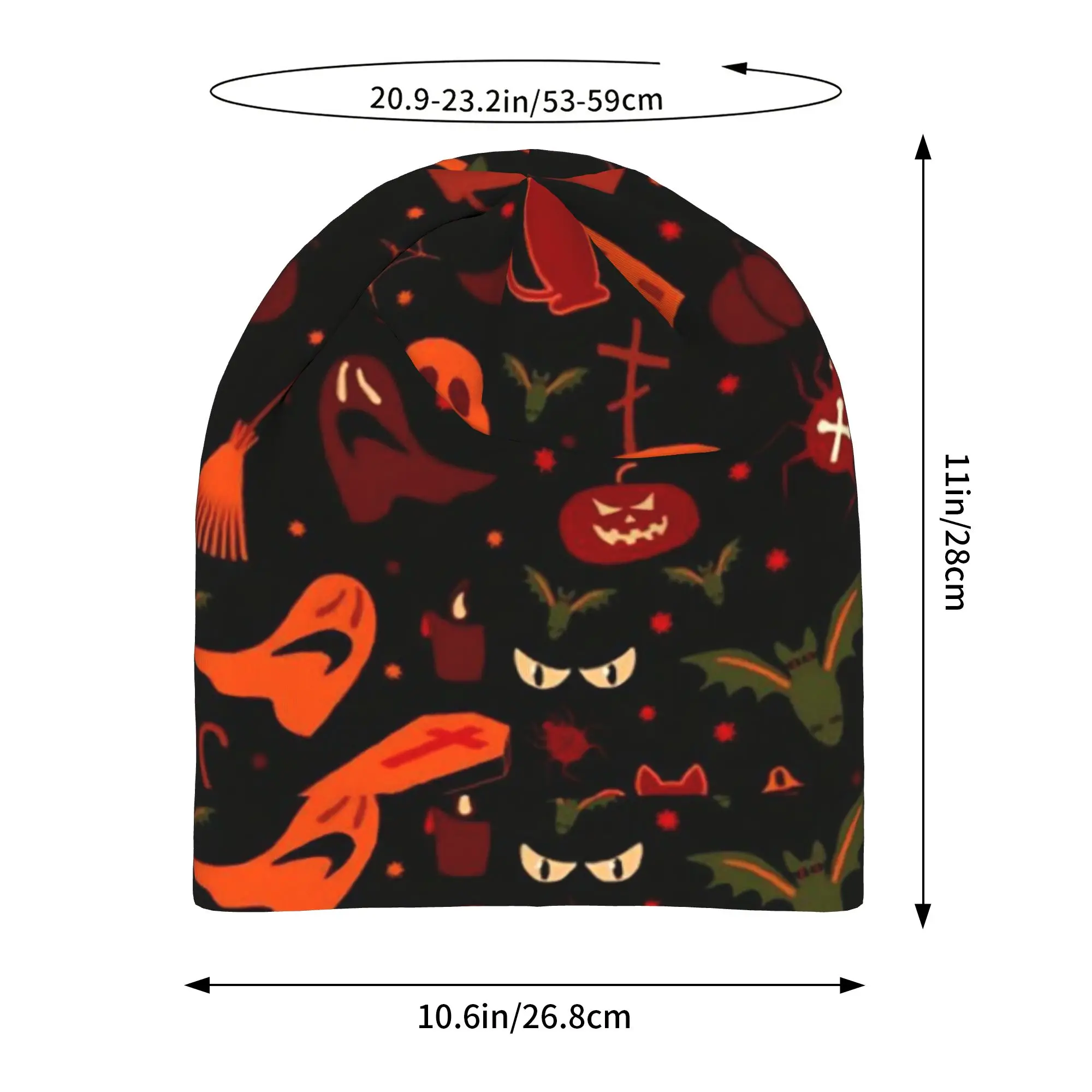 Halloween Ghost Pumpkin Spooky Trick Or Treat Witch Beanie Cap for Men Women Streetwear  Cooling Skull Cap Sweat Wicking