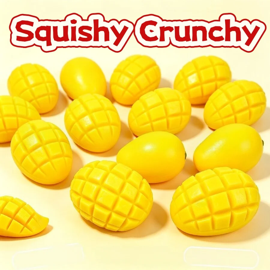 Stress Relief Toy Squishy Crunchy Mango Crispy Sound Stress Ball Squishy Ball Blocks Filled for Xmas Gift