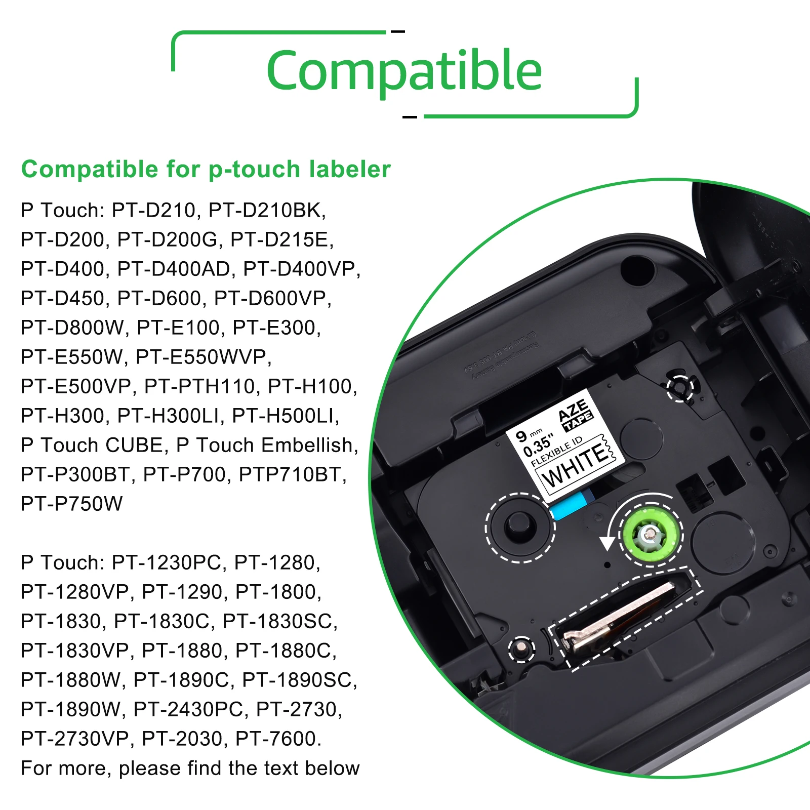 Imagem -03 - Fita Flexível da Etiqueta do Laminat da Identificação Irmão Compatível Tze-fx221 Preto no Cartucho Branco Impressora do P-toque Pt1000 mm 10pk