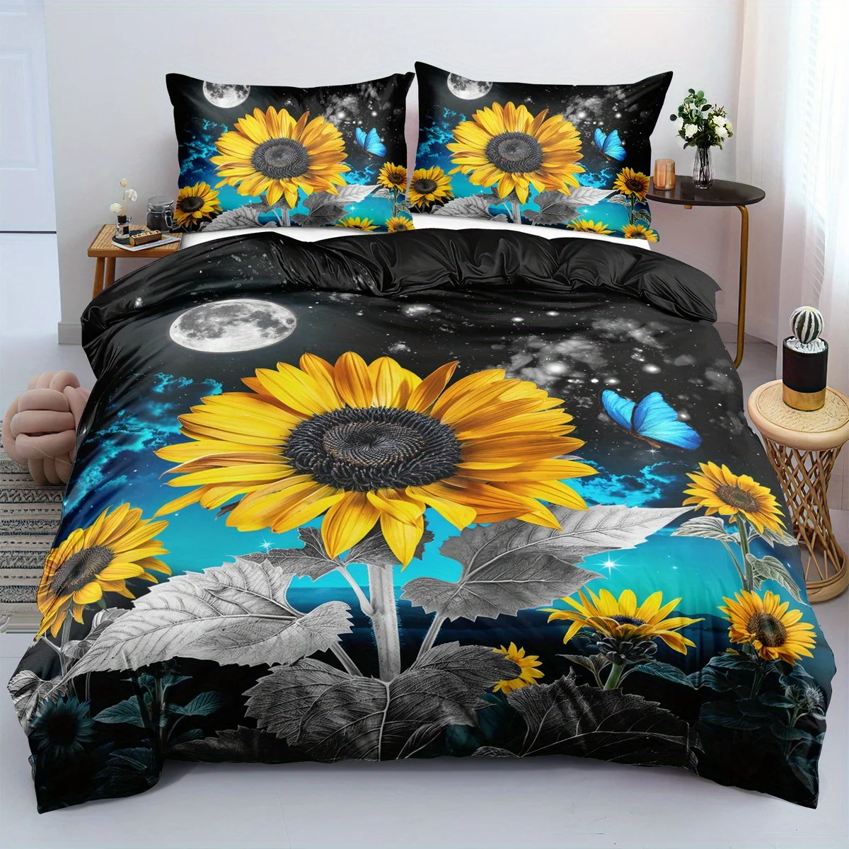

2/3 pcs Duvet Cover Set, Sunflower Duvet Cover Set, Flower Duvet Cover Set, Butterfly Duvet Cover Set, Sunflower Bed Sheet
