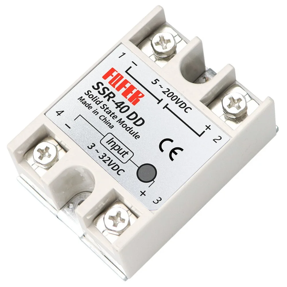 New SSR-40DD Single-Phase Input 3-32V DC 40A DC controlled DC Output 5-60V DC Heat Sink Relay