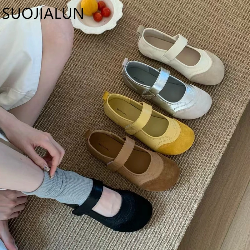 

SUOJIALUN 2025 New Brand Women Flat Shoes Fashion Mix Color Ladies Elegant Mary Jane Shoe Soft Flat Heel Outdoor Dress Single Sh