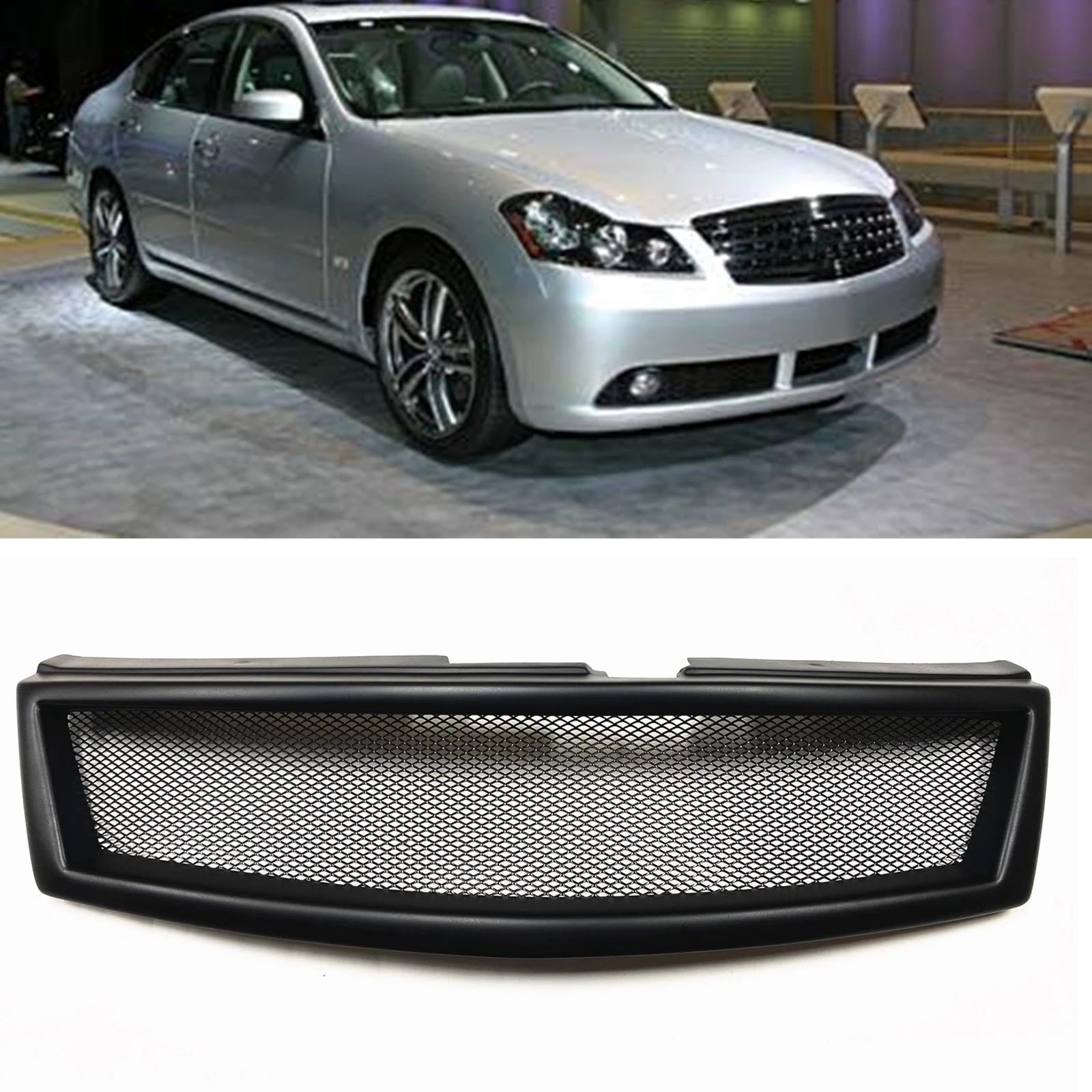 

For Infiniti M M35 M45 2006.7-2007 Front Grille Racing Grills Fiberglass/Carbon Fiber Car Upper Bumper Hood Mesh Grid Body Kit