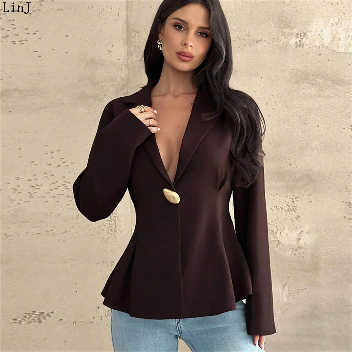 

Модная женская куртка приталенного кроя, стильный открытый кардиган, повседневная рубашка с длинным рукавом, элегантная женская одежда в европейском стиле